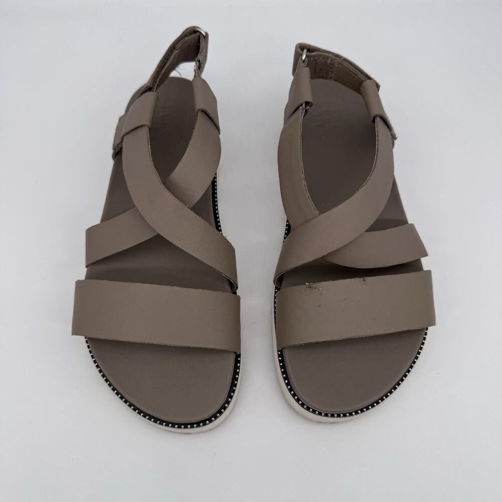 Sorel Womens Roaming Criss Cross Sandal Size‎ 8.5 Khaki Brown Leather Minimalist